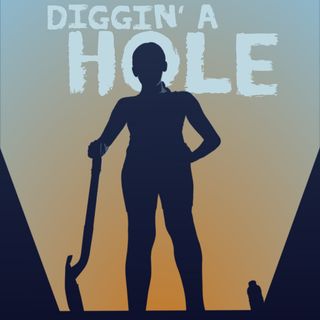White cover with the somadrop logo just above centre and the release title, Diggin' A Hole, just above the bottom. The text for each are cut out of the white background, showing a simple brown texture underneath.